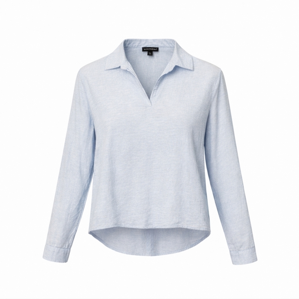 Saks Fifth Avenue High-Low Linen Shirt Light Blue - S